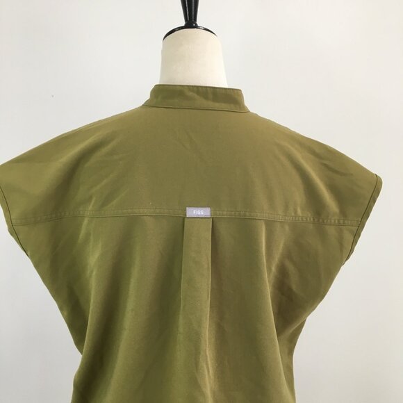 FIGS Oversized Olive Green RAFAELA Mandarin Collar Medical Scrub Top Shirt - Picture 8 of 11